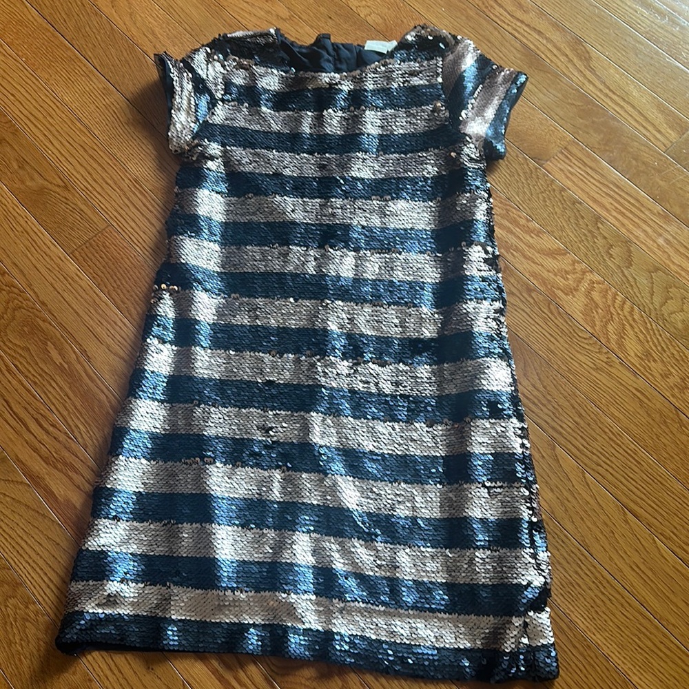 Gap sequence dress size M. Navy Blue and rose gold metallic.